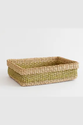 Woven Catchall Storage Tray | Lime Green   Natural