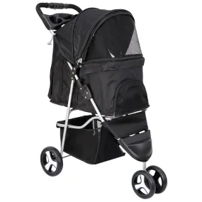 ZENY™ Foldable Pet Stroller for Cats and Dogs 3 Wheels Carrier Strolling Cart with Weather Cover, Storage Basket   Cup Holder